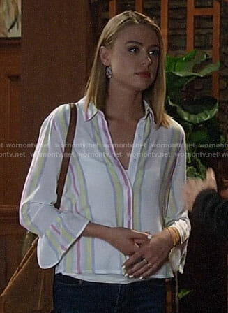 Kiki’s pastel striped shirt on General Hospital