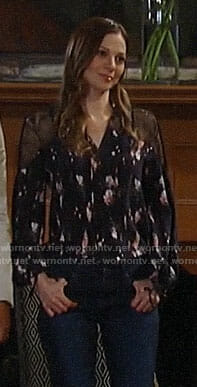 Kim’s floral blouse with lace yoke on General Hospital