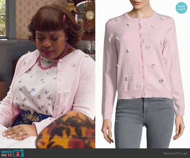 Lord & Taylor Floral Applique Cardigan worn by Anne Flatch (Sherri Shepherd) on Trial and Error