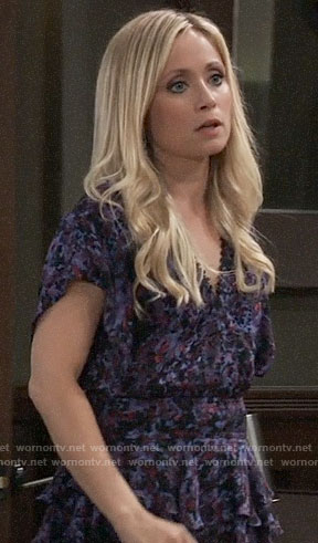 Lulu’s purple floral peplum top on General Hospital
