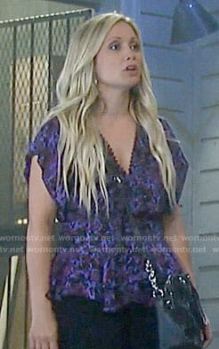 Lulu’s purple floral peplum top on General Hospital