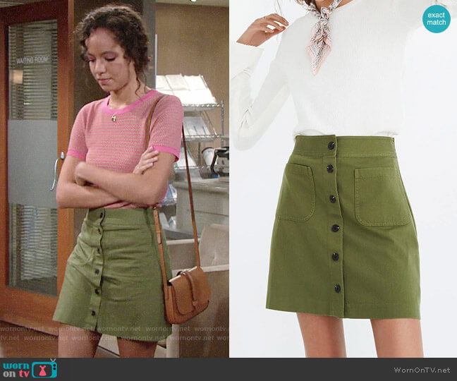 Madewell Station Mini Skirt worn by Mattie Ashby (Lexie Stevenson) on The Young and the Restless