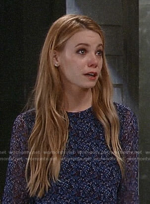Nelle’s blue floral maternity dress on General Hospital