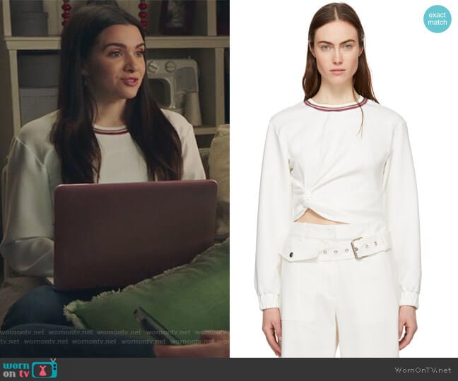 Phillip Lim 3.1 White Twisted Sweatshirt worn by Jane Sloan (Katie Stevens) on The Bold Type