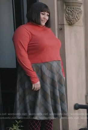 Plum’s plaid midi skirt on Dietland