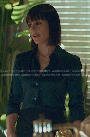 Quinn’s satin button up shirt on UnReal