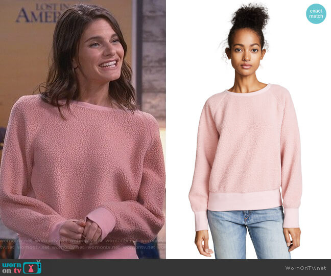 Rag & Bone Sherpa Fleece Pullover worn by Leslie Curry (Lindsey Kraft) on Living Biblically