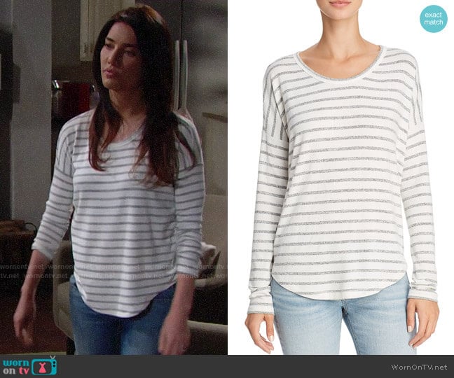 Rag & Bone Drop-Shoulder Striped Tee worn by Steffy Forrester (Jacqueline MacInnes Wood) on The Bold and the Beautiful