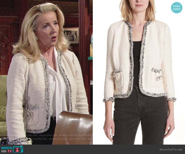 Rebecca Taylor Braided Trim Tweed Jacket worn by Nikki Reed Newman (Melody Thomas-Scott) on The Young and the Restless