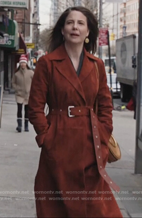 Verena Baptist’s brown suede coat on Dietland
