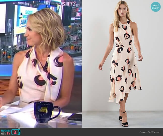 Reiss Roya Abstract Leopard Print Midi Dress worn by Amy Robach on Good Morning America