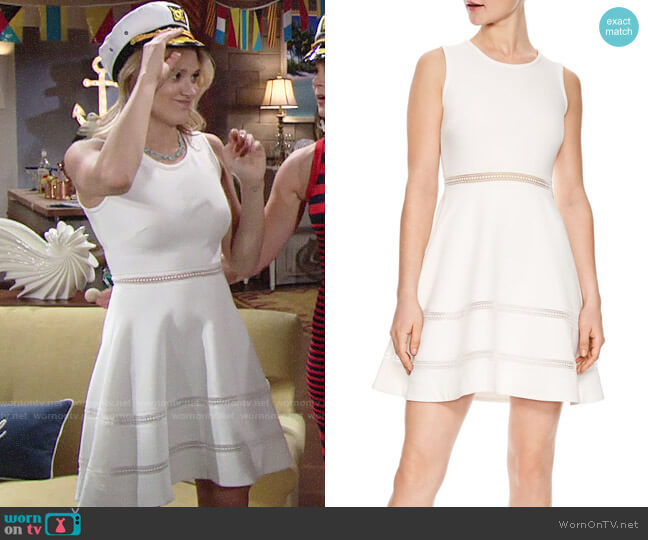 Sandro Bleu Gris Eyelet Dress worn by Summer Newman (Hunter King) on The Young and the Restless