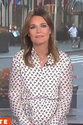Savannah’s white cherry print shirtdress on Today