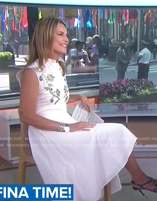 Savannah’s white embroidered shirtdress on Today