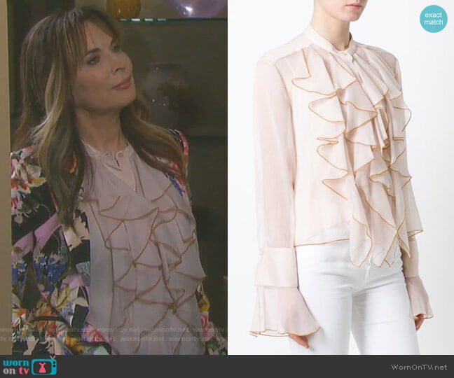 See by Chloe Ruffled Bell Sleeve Blouse worn by Kate Roberts (Lauren Koslow) on Days of our Lives
