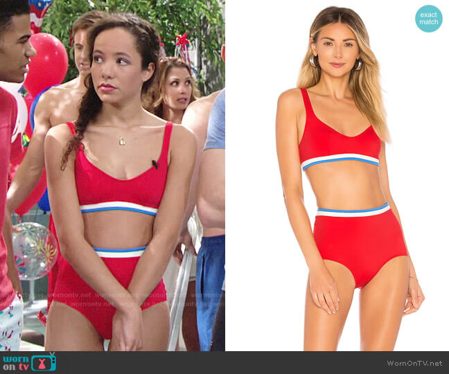Solid and Striped Katie Bikini worn by Mattie Ashby (Lexie Stevenson) on The Young and the Restless
