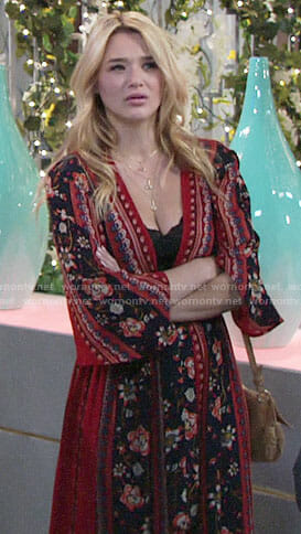 Summer’s floral tie front top and midi skirt on The Young and the Restless