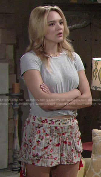 Summer’s floral shorts with tassels on The Young and the Restless