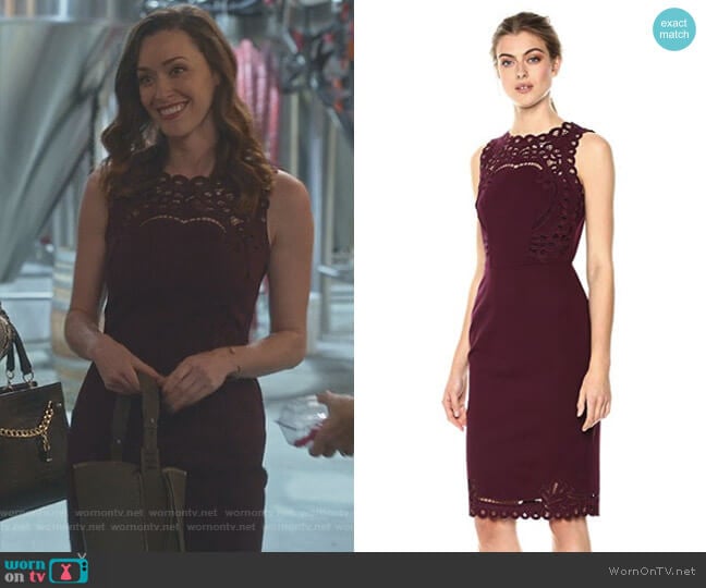 Ted Baker Verita Dress in Maroon worn by Abigail Pershing (Sarah Power) on Good Witch