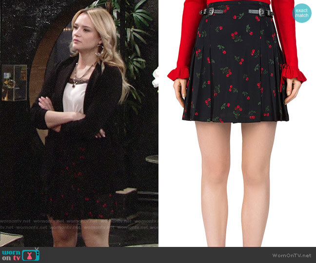 The Kooples Cherry Love Print Skirt worn by Summer Newman (Hunter King) on The Young and the Restless