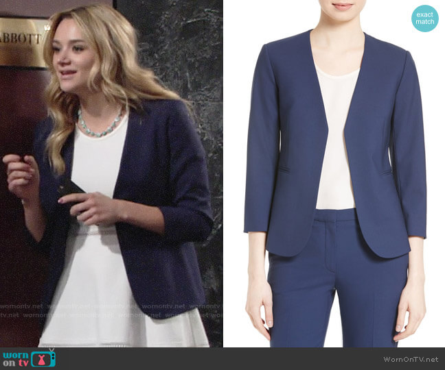 Theory Lindrayia Blazer worn by Summer Newman (Hunter King) on The Young and the Restless