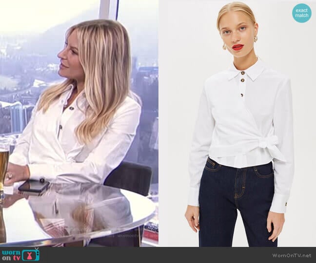 Topshop Poplin Wrap Shirt worn by Morgan Stewart on E! News
