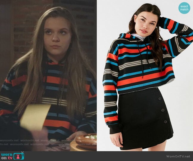 Out from Under Striped Cropped Hoodie Sweatshirt worn by Daphne Conrad (Maisy Stella) on Nashville