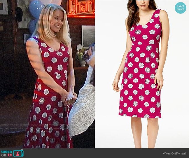 Vince Camuto Crisscross-Back A-Line Dress in Fuchsia Fury worn by Felicia Scorpio (Kristina Wagner) on General Hospital