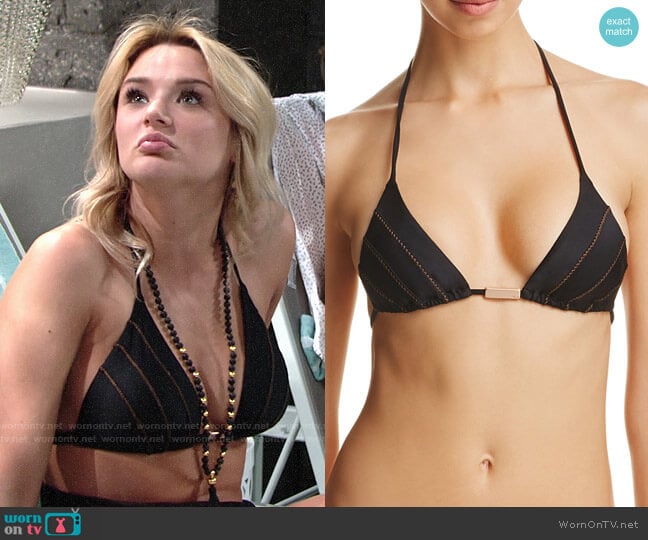 Vix Solid Ribbing Triangle Bikini Top worn by Summer Newman (Hunter King) on The Young and the Restless