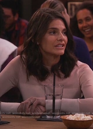 Leslie’s white ribbed detail top on Living Biblically