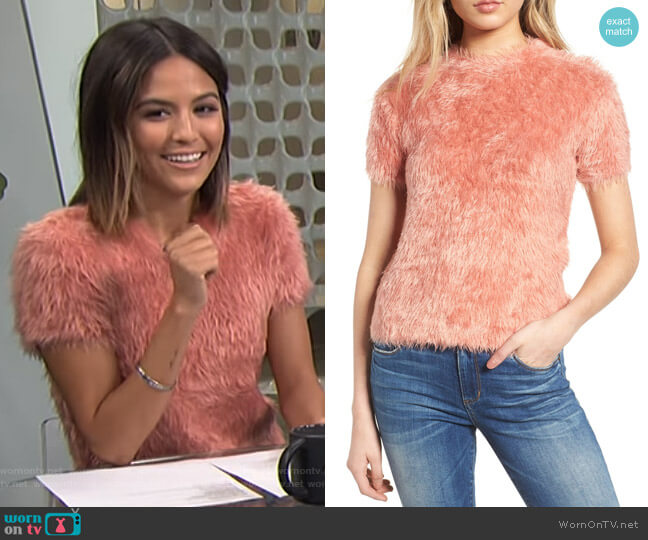 Woven Heart Eyelash Sweater worn by Erin Lim on E! News