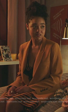Kat’s yellow double breasted jacket on The Bold Type