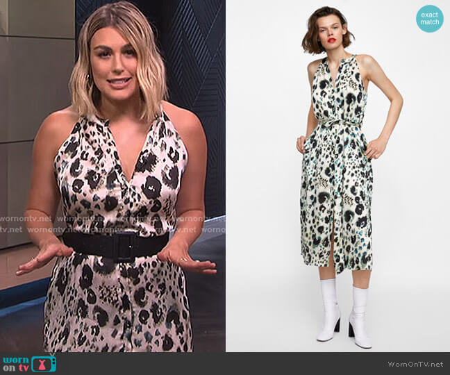Zara Animal Print Halter Dress worn by Carissa Loethen Culiner on E! News