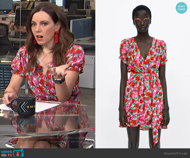 Zara Floral Print Wrap Dress worn by Melanie Bromley on E! News