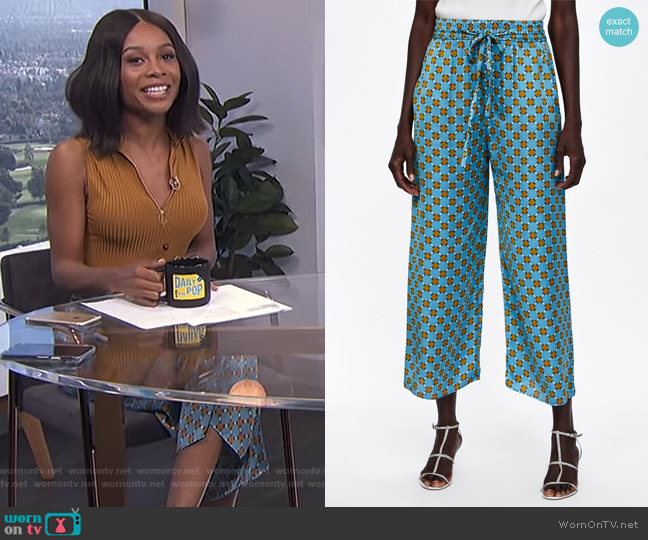 Zara Flowy Print Culottes worn by Zuri Hall on E! News