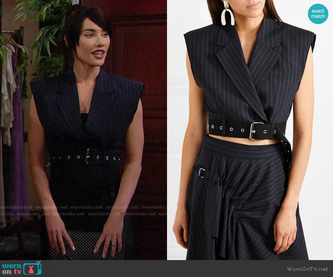 3.1 Phillip Lim Cropped Wool Vest worn by Steffy Forrester (Jacqueline MacInnes Wood) on The Bold and the Beautiful