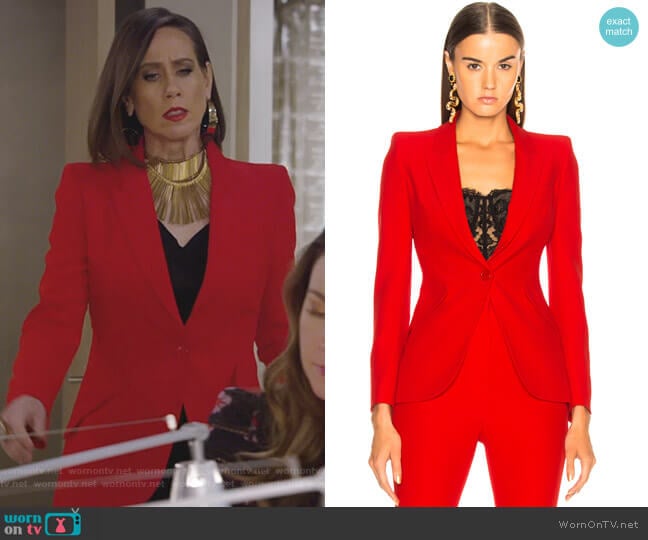 Alexander McQueen Single Button Blazer worn by Diana Trout (Miriam Shor) on Younger