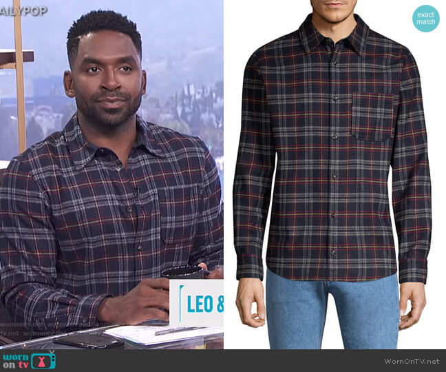 APC Attic Plaid Button-Down Shirt worn by Justin Sylvester on E! News