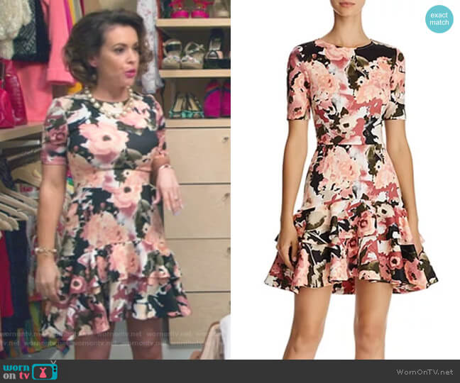 Aqua Floral Tiered-Hem Dress worn by Coralee Armstrong (Alyssa Milano) on Insatiable