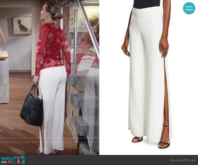 Alexis Brenda Wide-Leg Side-Slit Pants worn by Phyllis Newman (Gina Tognoni) on The Young and the Restless
