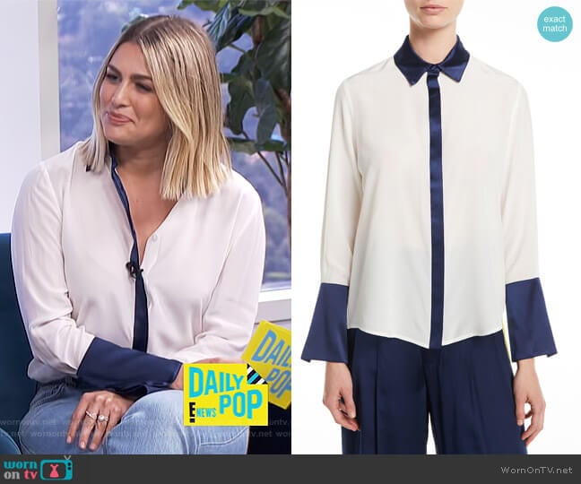 Alexis Julya Silk Colorblock Shirt worn by Carissa Loethen Culiner on E! News