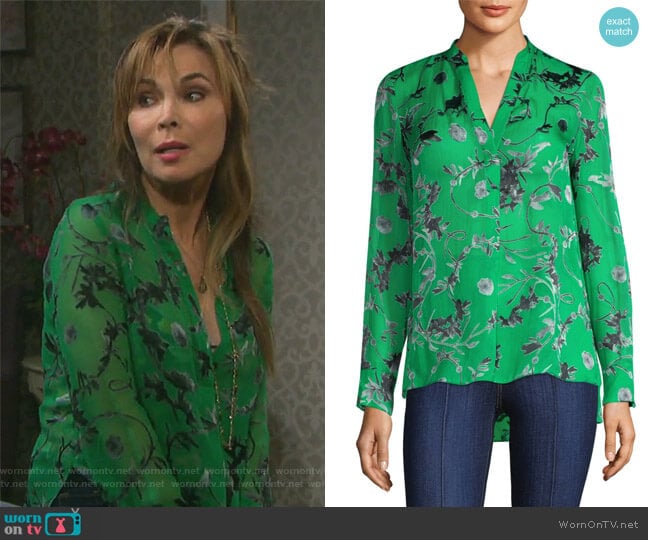 Alice + Olivia Amos Silk Tunic worn by Kate Roberts (Lauren Koslow) on Days of our Lives