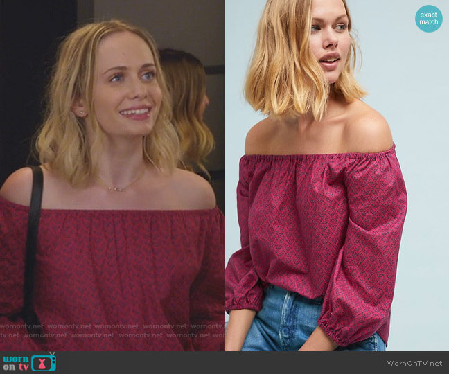 Anthropologie Maiden Blouse worn by Caitlin Miller (Tessa Albertson) on Younger