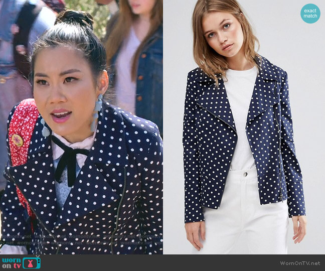Helene Berman Polka Dot Biker Jacket worn by Dixie Sinclair (Irene Choi) on Insatiable
