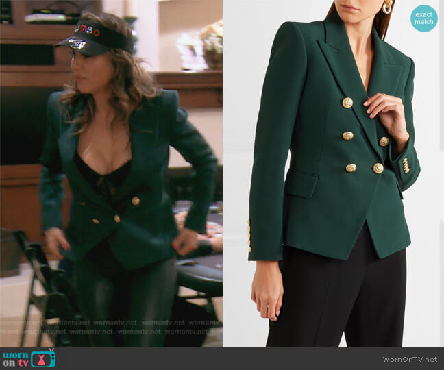Balmain Double-breasted crepe blazer worn by Kelly Dodd on The Real Housewives of Orange County