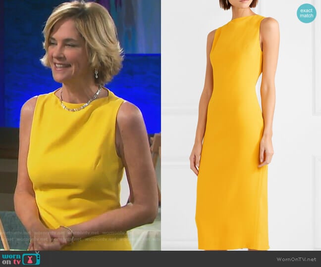 Brandon Maxwell Crepe midi dress worn by Eve Donovan (Kassie DePaiva) on Days of our Lives