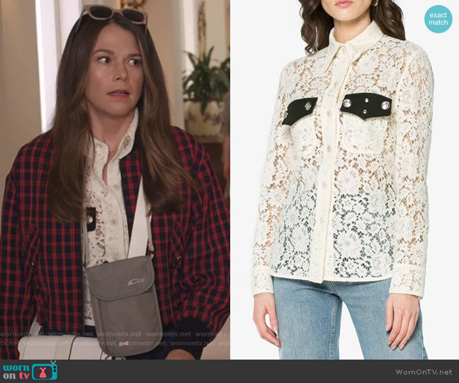 Calvin Klein 205W39NYC Lace Long Sleeve Shirt worn by Liza Miller (Sutton Foster) on Younger