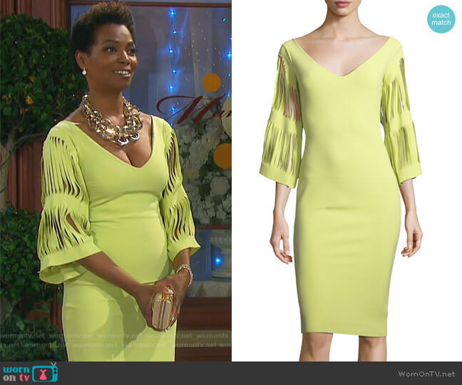Chiara Boni La Petite Robe Hali V-Neck Cutout-Sleeve Dress worn by Valerie Grant (Vanessa Williams) on Days of our Lives