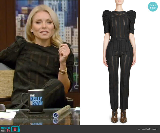 Chloe Embroidered Puff-Sleeve Top worn by Kelly Ripa on Live with Kelly and Mark