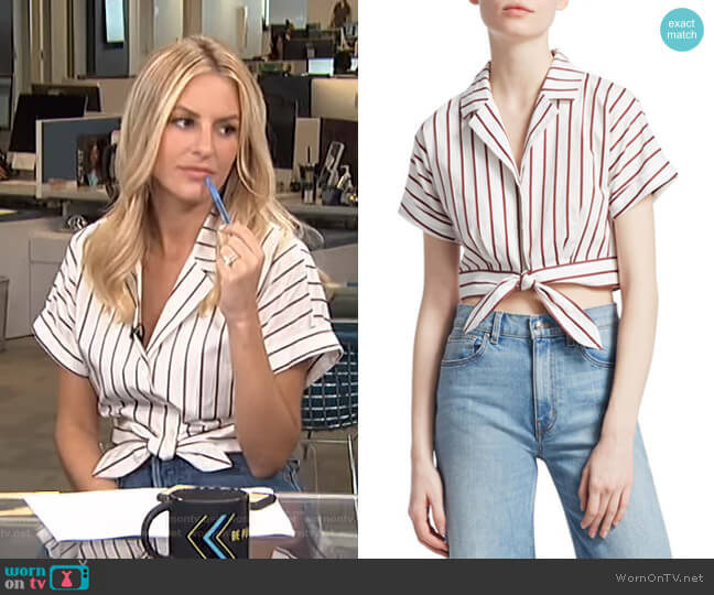 Derek Lam 10 Crosby Tie Waist Poplin Crop Top worn by Morgan Stewart on E! News